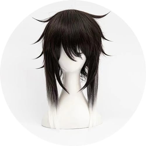 NEZIH Ryunosuke Akutagawa Bungo Stray Dogs Perücke, Weiße Perücke Mit Schwarzem Farbverlauf, Für Anime Cosplay, Kostüm, Geschenk Für Anime-Fans, Geeignet Für Halloween, Party, Karneval, Nachtleben von NEZIH