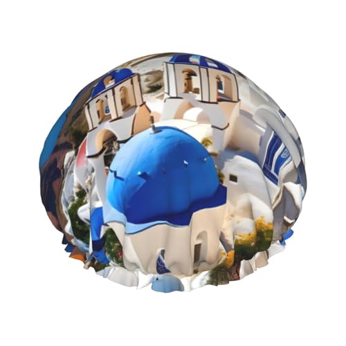 NEZIH Santorini Duschhaube, griechische Insel, Meeresblick, leicht, weich, umweltfreundlich, für Damen von NEZIH