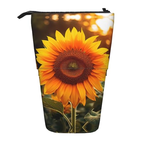 NEZIH Schöne Sonnenblume 1 Federmäppchen Stehend Schreibwaren Tasche Teleskop Stift Tasche Halter Organizer Für Mädchen Frauen von NEZIH