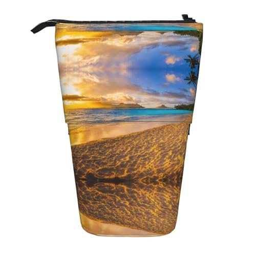 NEZIH Sunset Hawaiian Palm Tree Print Pencil Teleskop Case Multifunktionale Schreibwaren Aufbewahrungstasche Box Bürobedarf von NEZIH