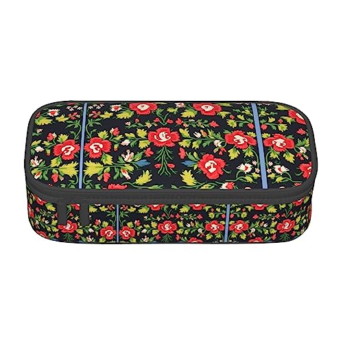 NEZIH Ukrainische Stickerei Stil Rose Print unisex Reißverschluss Große Kapazität Bleistift Fall Kleine Stift Tasche Erwachsene Kosmetik Make-up Tasche Bürobedarf von NEZIH