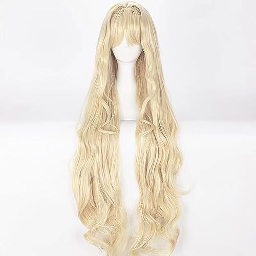 NEZIH Vocaloid3 Seeu Perücke Cosplay Hellblondes Langes Lockiges Haar Perücke Halloween Rollenspiel Kostüme Wigs + Perücke Kappe, Dekorativem Zubehör, Geschenk Für Anime-Fans von NEZIH