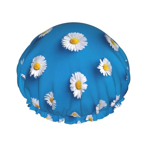 NEZIH Weiße Gänseblümchen-Druck-Duschhaube, leicht, weich, umweltfreundlich, für Damen von NEZIH