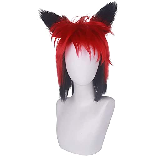 NEZIH Wig Anime Cosplay Anime Cosplay Perücken, Alastor Cosplay Perücken Mit Freier Wig-Kappe, Geeignet Für Halloween-Party, Dekorative Accessoires, Mütze Mit Perücke, Anime-Geschenk von NEZIH