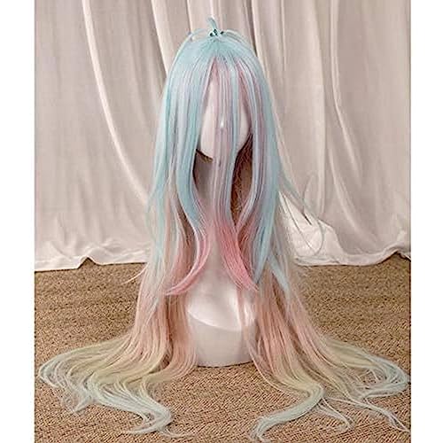 NEZIH Wig Anime Cosplay Kein Spiel, Kein Leben, Shiro-Perücke, Lang, Gemischte Farbe, Gerade Perücke, Sora, Cosplay-Perücke, Kurz, Lila, Rot, Perücke, Krone, Kopfbedeckung, Zubehör von NEZIH