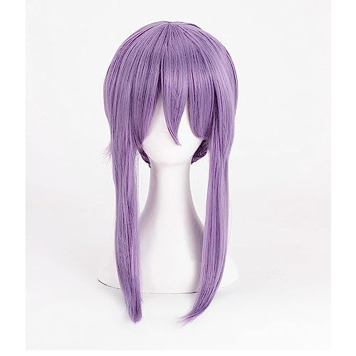 NEZIH Wig Anime Cosplay Rollenspiel for Seraph of The End Hiiragi Shinoa Hiragi Cosplay Perücken Helllila Haare, Mit Perückenkappe, Dekorativem Zubehör, Geschenk Für Anime-Fans von NEZIH