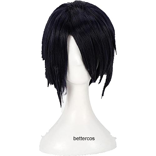 NEZIH Wig Anime Cosplay Uchiha Sasuke Cosplay Perücke Kurz Schwarz Hitzebeständig Kunsthaarperücke + Perückenkappe, Dekorative Accessoires, Anime-Fan-Geschenk von NEZIH