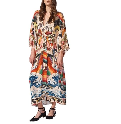 NFASHIONSO Damen Fashion Geometrie Print Cover Ups Tunika Kimono Cardigan Schal - - Einheitsgröße von NFASHIONSO