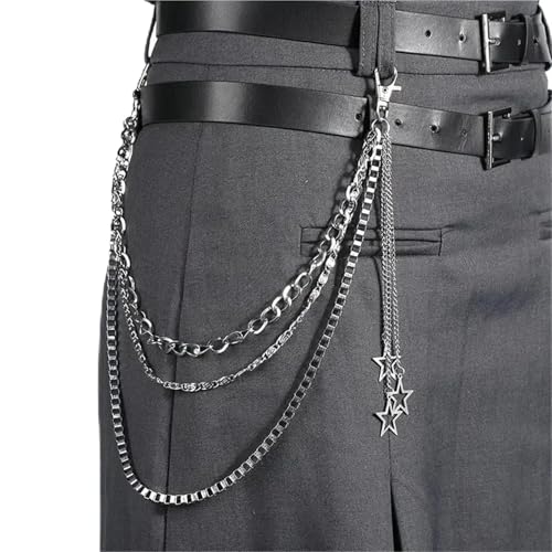 Hosenkette Hosenkette Herren Y2k Stern Charm Layered Street Style Hose Jeans Gürtel(Color 2) von NFEKLFI