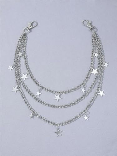 Hosenkette Hosenkette Herren Y2k Stern Charm Layered Street Style Hose Jeans Gürtel(Silver) von NFEKLFI