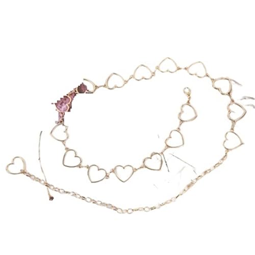 Hosenkette Hosenkette Klassischer Taillengürtel mit Liebesherz und Hohlgürtel for Damen, modischer feiner Gürtel(Golden Single layer) von NFEKLFI