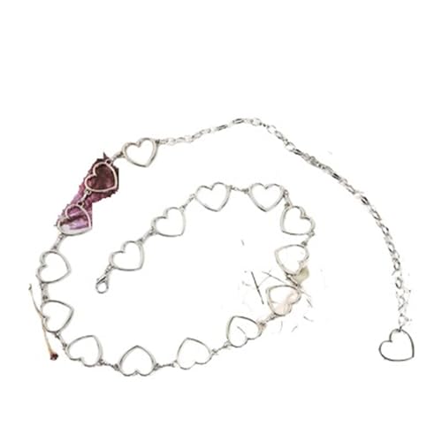 Hosenkette Hosenkette Klassischer Taillengürtel mit Liebesherz und Hohlgürtel for Damen, modischer feiner Gürtel(Sliver Single layer) von NFEKLFI