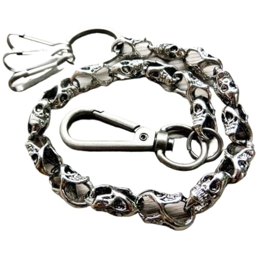 Hosenkette Hosenkette Taillenschlüssel Retro Metall Hip Hop Punk Totenkopf Hosen Jeans Bike Ride Brieftasche Ring(53.0cm) von NFEKLFI