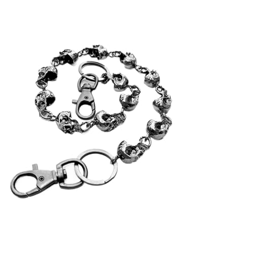 Hosenkette Hosenkette Taillenschlüssel Retro Metall Hip Hop Punk Totenkopf Hosen Jeans Bike Ride Brieftasche Ring(55cm) von NFEKLFI