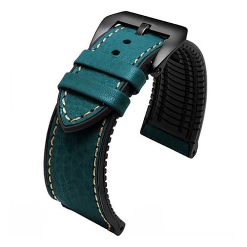 NFJNFCF 20 mm, 22 mm, 24 mm, italienisches Leder + Silikon-Unterseite, kompatibel mit Omega Breitling Avenger Herren-Armband aus wasserdichtem Kautschuk(Blue-black,24mm) von NFJNFCF
