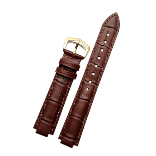 NFJNFCF Echtes Leder-Uhrenarmband, kompatibel mit Cartier Blue Balloon Herren Damen CONVEX Armband Pin oder Butterfly-Schnalle Schwarz Rot 16 18 20 22 mm(Brown-gold A,14mm-8mm) von NFJNFCF