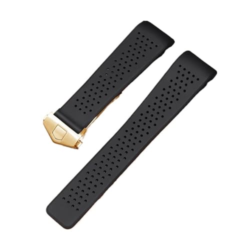 NFJNFCF Gummi-Armband kompatibel mit TAG HEUER GRAND CARRERA Armbandband Weiches Silikonarmband(Black Gold,24mm) von NFJNFCF