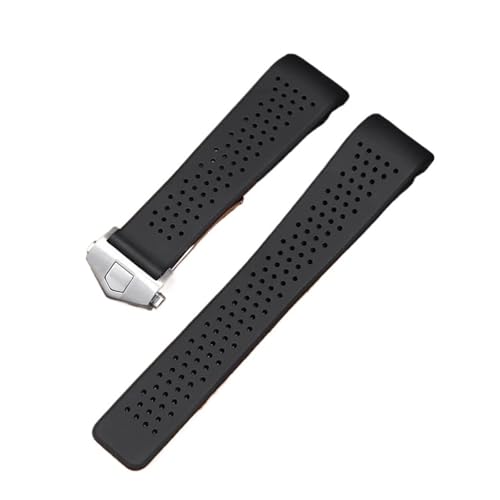 NFJNFCF Gummi-Armband kompatibel mit TAG HEUER GRAND CARRERA Armbandband Weiches Silikonarmband(Black-silver,24mm) von NFJNFCF