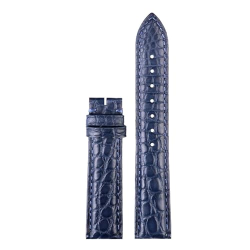 NFJNFCF Kompatibel mit Cartier-Armband for Herren und Damen, echtes Alligator-Key-Must-London-Solo-Krokodilarmband, 16 mm, 18 mm, 19 mm, 20 mm(Blue-no buckle,19mm-width) von NFJNFCF