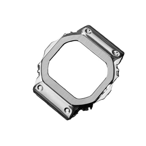 NFJNFCF Kompatibel mit dem DW-5600-Edelstahl-Uhrenarmband. Kompatibel mit dem G-SHOCK 3229 Casio DW5600 GW-B5600 GW-M5610. Modifiziertes Armband mit roter unterer Lünette(Silver case,5610 Series) von NFJNFCF