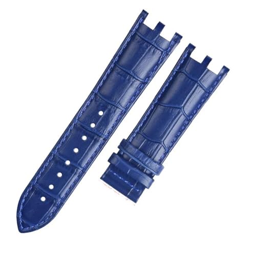 NFJNFCF Uhrenarmband mit doppelter Kerbe, 24 mm, kompatibel mit VERSACE V-RACECHRONO, echtes Leder, wasserdichtes Uhrenarmband for Herren, Zubehör(Blue no buckle) von NFJNFCF