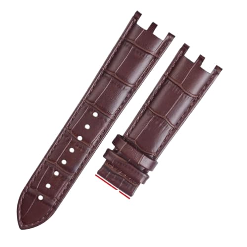NFJNFCF Uhrenarmband mit doppelter Kerbe, 24 mm, kompatibel mit VERSACE V-RACECHRONO, echtes Leder, wasserdichtes Uhrenarmband for Herren, Zubehör(Brown no buckle) von NFJNFCF
