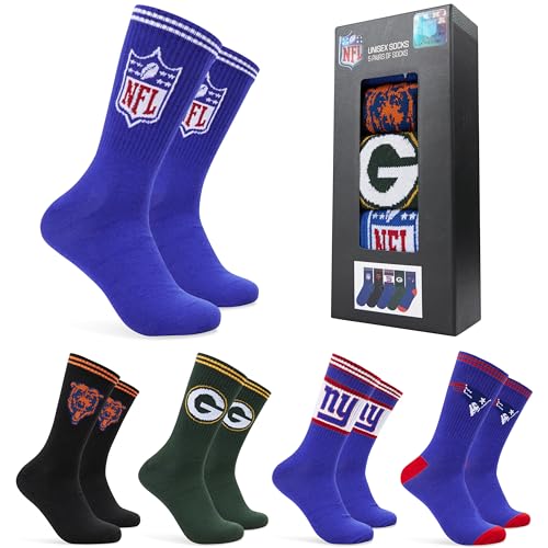 NFL Socken Herren Baumwolle, 5er Pack American Football Wintersocken Herren & Teenager Gr. 36-46 Geschenke für Männer (Mehrfarbig, 40-46 EU) von NFL