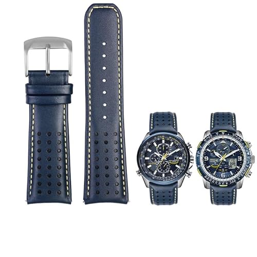 NFFRK 22mm 23mm Echtes Leder Uhrenarmband für Herren Uhrenarmband für Citizen AT8020-54L/JY8078 mit Faltschließe, Blau, Gelb, Silber, 23mm NFFRK 22mm 23mm Echtes Leder Uhrenarmband für Herren Uhrenarmband für Citizen AT8020-54L/JY8078 mit Faltschließe, Blau, Gelb, Silber, 23mm von NFRFK