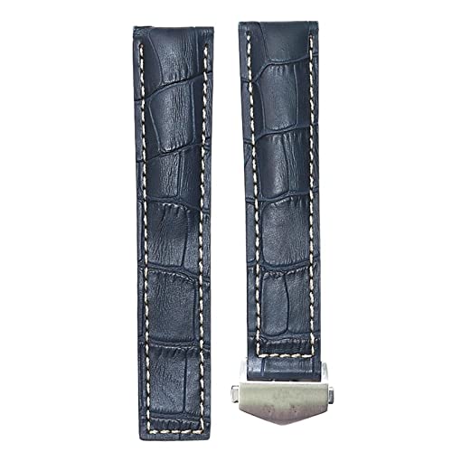 NFRFK 20 22mm Kuh Leder Uhrenarmband Für TAG HEUER MONACO Serie Männer Qualität Band Weiche Armband Für TAG HEUER handgelenk Armband(With Silver Clasp-01,22mm) von NFRFK