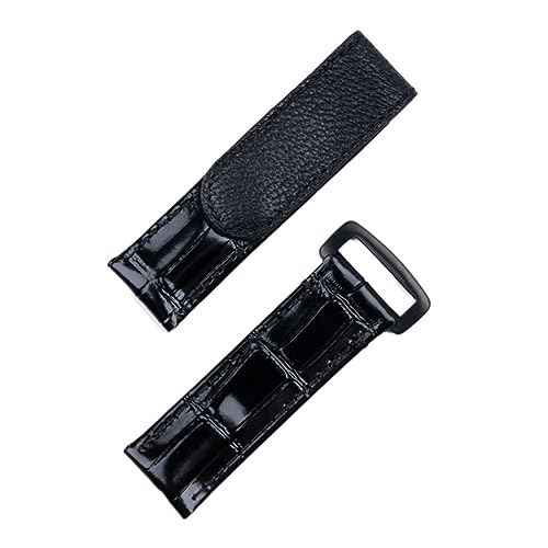 NFRFK 20 mm italienisches Rindsleder-Uhrenarmband für Rolex-Armband für Daytona Submariner GMT Datejust Yacht-Master Gürtel mit Faltschließe(Blk Blk Buckle) von NFRFK