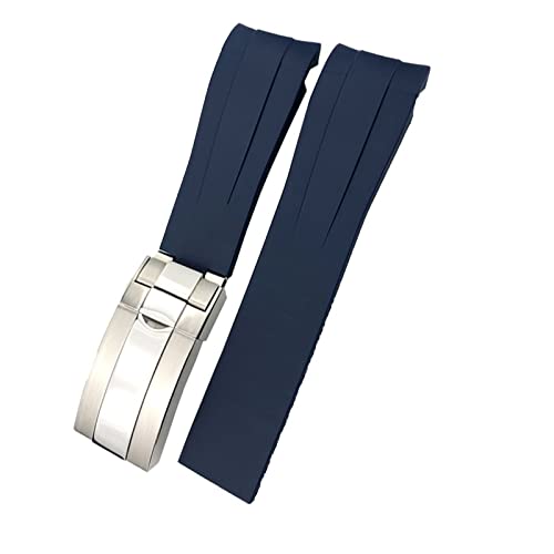NFRFK 21mm 22mm Schwarz Rot Blau Gummi Armband Für Rolex DEEPSEA Sea-Dweller Submariner 41mm Tauchen Wasserdichte Silikon armband(Blue,22mm DEEPSEA) von NFRFK