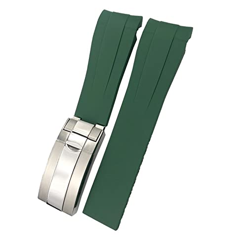 NFRFK 21mm 22mm Schwarz Rot Blau Gummi Armband Für Rolex DEEPSEA Sea-Dweller Submariner 41mm Tauchen Wasserdichte Silikon armband(Green,21mm Submariner) von NFRFK