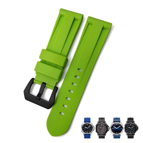 NFRFK 22mm 24mm 26mm Gummi-Uhrenarmband, für Panerai SUBMERSIBLE Buntes wasserdichtes Sport-Tarnarmband(Green black,22mm) von NFRFK