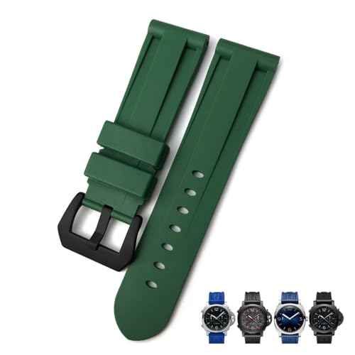 NFRFK 22mm 24mm 26mm Gummi-Uhrenarmband, für Panerai SUBMERSIBLE Buntes wasserdichtes Sport-Tarnarmband(Green black-01,26mm) von NFRFK