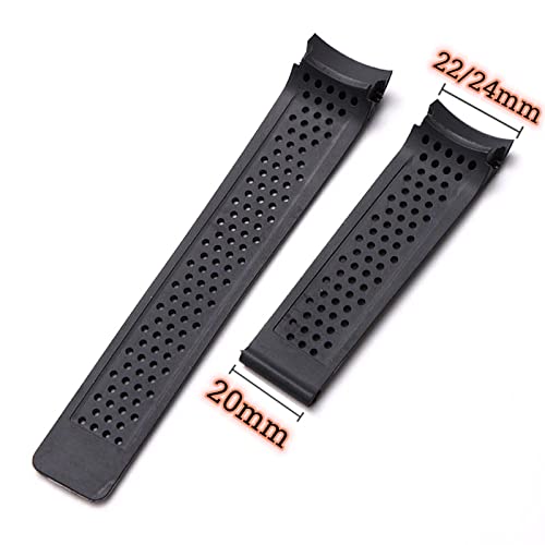 NFRFK 22mm 24mm Gummi Wasserdichte Uhr Band Für TAG HEUER CARRERA Männer Frauen Armband Uhr Armband Gürtel(24mm Without Buckle) von NFRFK