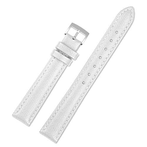 NFRFK Cowhide Ladies Watch Band 10mm 12 mm 14 mm 16 mm 18 mm universelles echtes Lederwächterband(White silver pin,14mm) von NFRFK