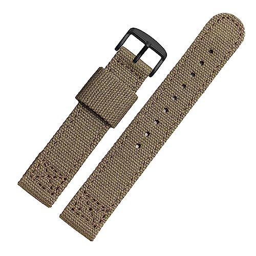 NFRFK Denim Canvas Watchband für Marken Armband Outdoor Sportgurt 18mm 20mm 22 mm(Khaki black clasp,18mm) von NFRFK