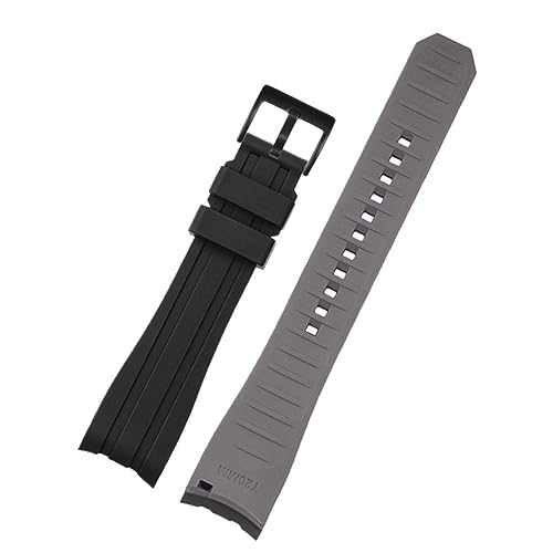 NFRFK Doppelte Farbe für Rolex Citizen Seiko Silicon -Gurt Männer Uhr Accessoires Arc Mundbandband Armband Uhrengürtel 20mm 22mm Uhrenbandbänder(Black gray black,22mm) von NFRFK