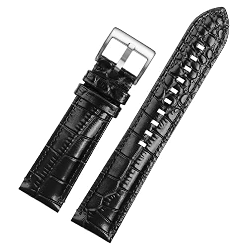 NFRFK Echtes Lederarmband ist geeignet für Armani AR2447/1981/1973/60028 Uhrenarmband mit wasserdichtem Gang Shout Male 22 mm(Black Silver,20mm) von NFRFK