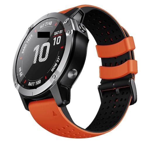 NFRFK Für Fenix ​​5X Uhrenarmband/Fenix ​​6X Pro Uhrenarmband/Fenix ​​7X Uhrenarmband 26 mm Silikon-Uhrenarmband Ersatz für Fenix ​​6X/Fenix ​​5X Plus/Fenix ​​7X Pro (26 mm)(Orange) von NFRFK