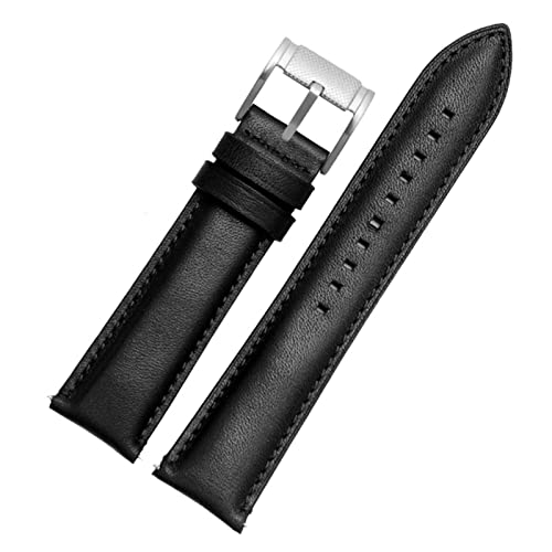 NFRFK Für Fossil BQ2363/2453 ME3099 3052 3054 FS5380/5453 FS4735 FS4812 Kaufmannsgurt Vintage echtes Leder Uhrenband 20 22 mm(Black silver,24mm) von NFRFK