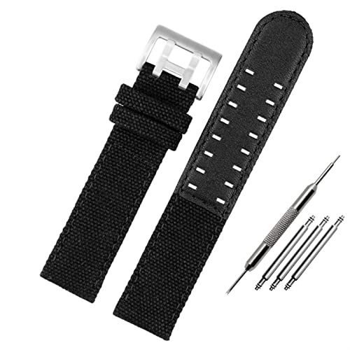 NFRFK Für Hamilton Khaki Field Uhr H760250/H77616533/H70605963 H68201993 Uhrengurt echtes Leder Nylon Männer Watch Band 20mm 22mm(Black silver clasp,20mm) von NFRFK