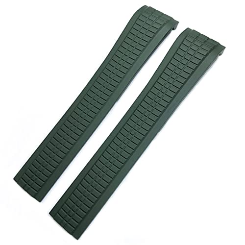 NFRFK Für Patek 5164A 5167A AQUANAUT Philippe Series Butterfly-Schnalle Uhrenarmband, buntes Fluorkautschuk, 21 mm Uhrenarmbänder(Green,Silver Buckle) von NFRFK