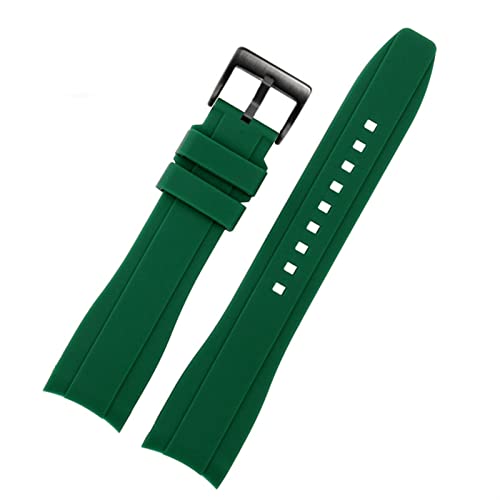 NFRFK Für Rolex Longine Citizen BN0193 gekrümmte Grenzfläche Silikon Watchband -Gurt 19mm 20 mm 22 mm 21 Mann Weiches Armbandzubehör(Green black,19mm) von NFRFK