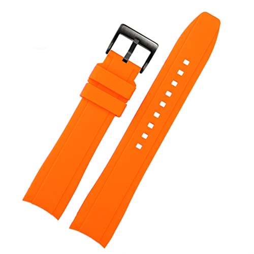 NFRFK Für Rolex Longine Citizen BN0193 gekrümmte Grenzfläche Silikon Watchband -Gurt 19mm 20 mm 22 mm 21 Mann Weiches Armbandzubehör(Orange black,20mm) von NFRFK
