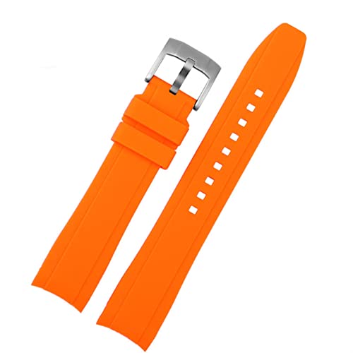 NFRFK Für Rolex Longine Citizen BN0193 gekrümmte Grenzfläche Silikon Watchband -Gurt 19mm 20 mm 22 mm 21 Mann Weiches Armbandzubehör(Orange silver,20mm) von NFRFK