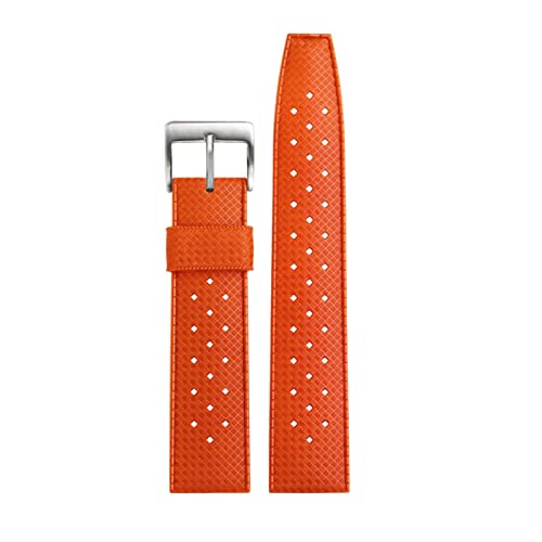 NFRFK Gummi -Uhrband für Seiko Dosendelise SRPD73 Silikongurt 22 mm 20 mm wasserdichtes und atmungsaktives Armband Outdoor Sports Watchband(Orange X silver,20mm) von NFRFK