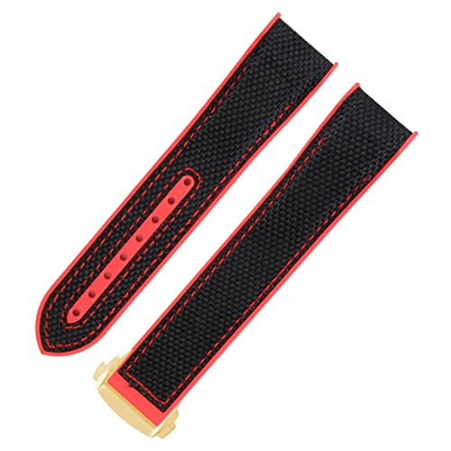 NFRFK Gummi-Uhrenarmband für Omega Seamaster, Faltfaltschließe, Luxus-Nylon-Silikon-Armband, Zubehörteile(10,20mm) von NFRFK