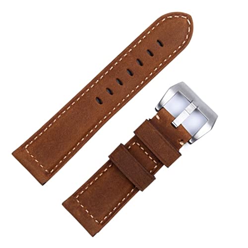 NFRFK Handgemachtes Uhrenarmband Zubehör Retro Vintage Echtes Crazy Horse Leder 24mm Armband für Panerai Riemen Tang Schnalle(Celestial Teal,22mm) von NFRFK