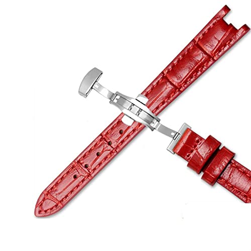 NFRFK Kuh -echtes Leder -Uhrband für 1853 T094210 Frauen Watch -Träger Armband 12 mm mit Edelstahl -Stee -Schmetterlingsverschluss(Red A,Silver clasp) von NFRFK